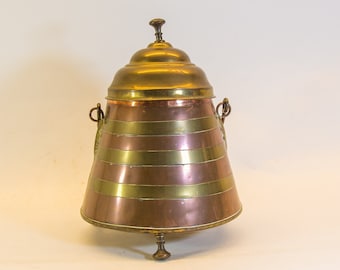 Antique ember bucket | copper and brass | KMD Tiel | Daalderop | 1930s