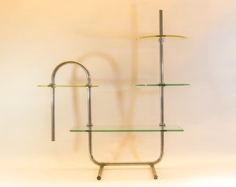 Art deco shop display | Glass shelves | Chrome frame | plant stand | vintage 30's