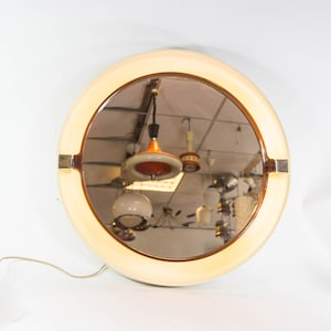 Allibert bathroom mirror | Backlit | Smoked acrylic | Vintage 70&#39;s | Round shape