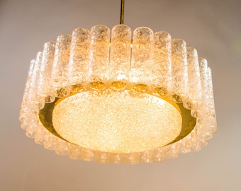 Midcentury chandelier | Doria Leuchten | Iceglass | vintage 60's