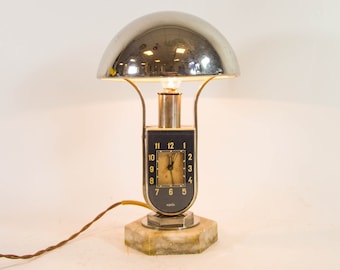 Mofém | Art deco lamp and alarm clock | Hungarian design | vintage 1930's