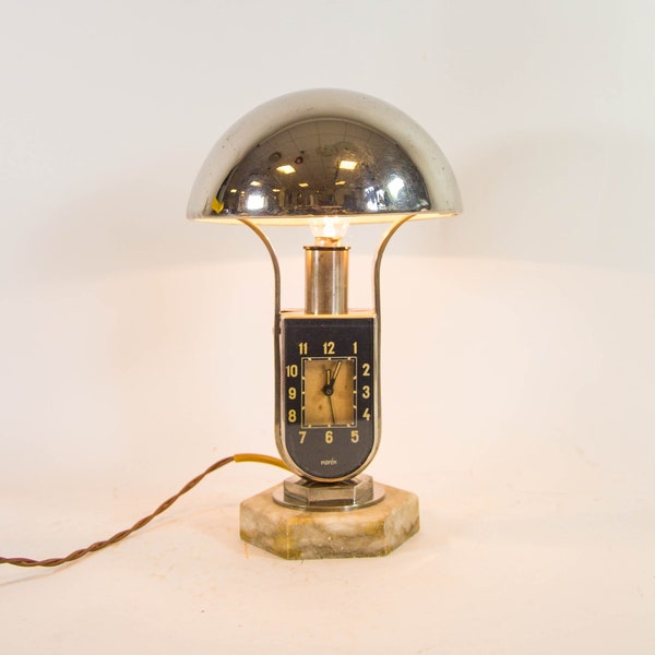 Mofém | Art deco lamp and alarm clock | Hungarian design | vintage 1930's