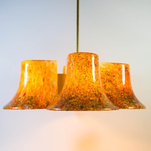 Postmodern pendant lamp | Peill & Putzler | Yellow and white glass | vintage 70&#39;s