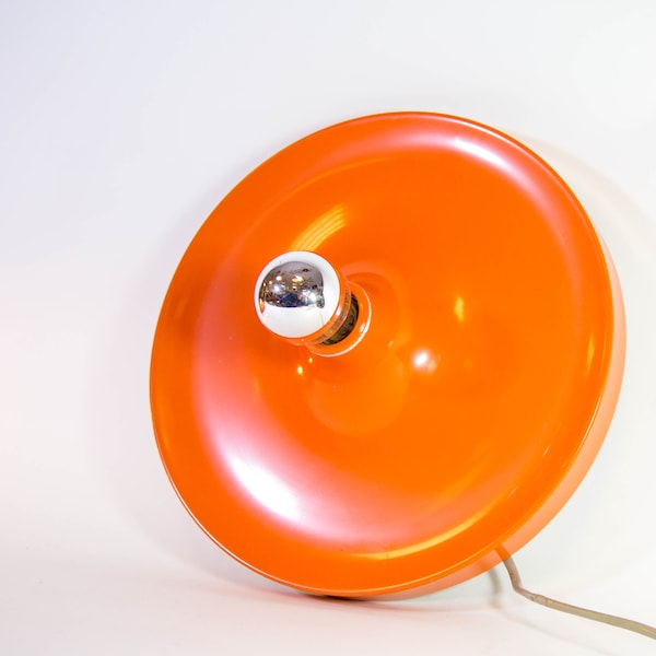 Honsel Leuchten | Space-age disc lamp | Orange | Wall sconce or ceiling lamp | Vintage 70's | 2 AVAILABLE!