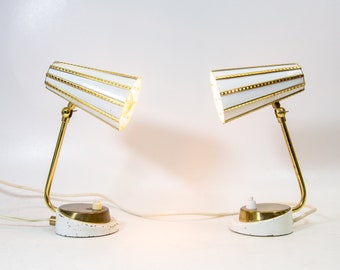 Midcentury table lamp | Pfäffle Leuchten | Brass and enameled metal | Vintage 50's
