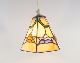 Vintage pendellampa | Målat glas | Vintage 30-tal