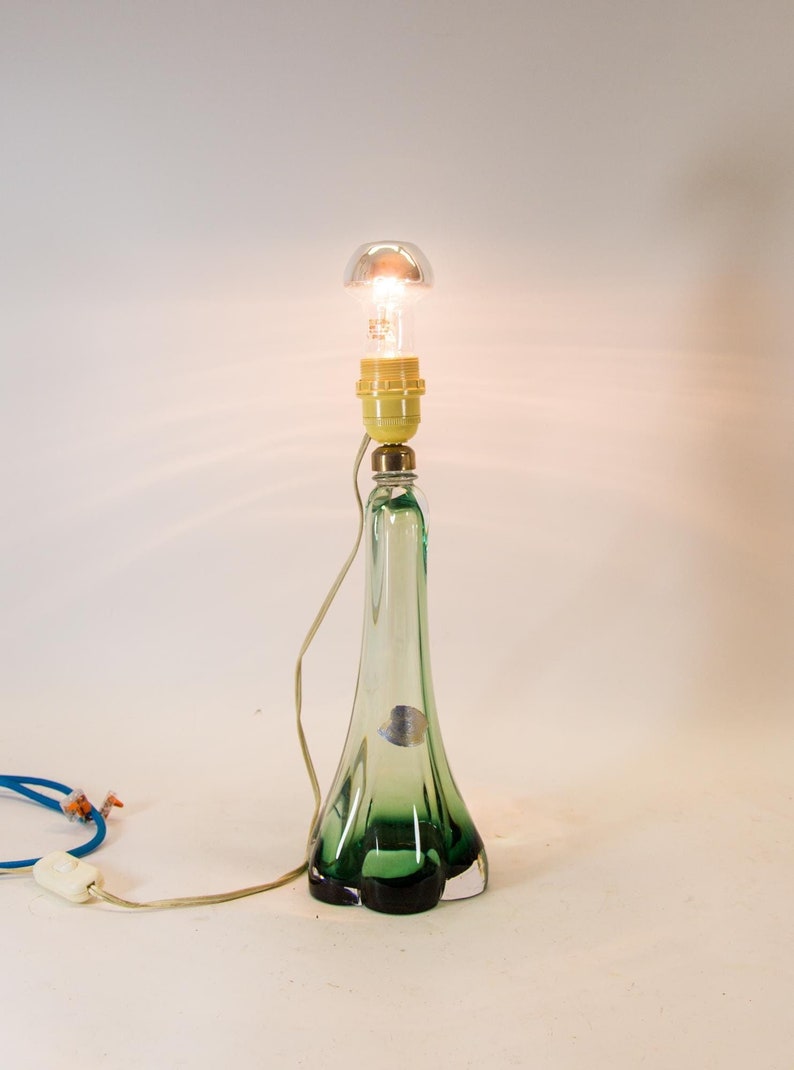 Val St Lambert Lamp Green Crystal Glass Vintage 70's Etsy Australia