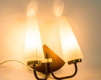 Double wall lamp | Teak base | Danish design | Vintage 60's