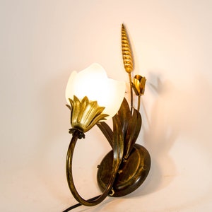 Vintage wheat sheaf lamp | Frosted glass lamp shade | Italian design | Vintage 70&#39;s