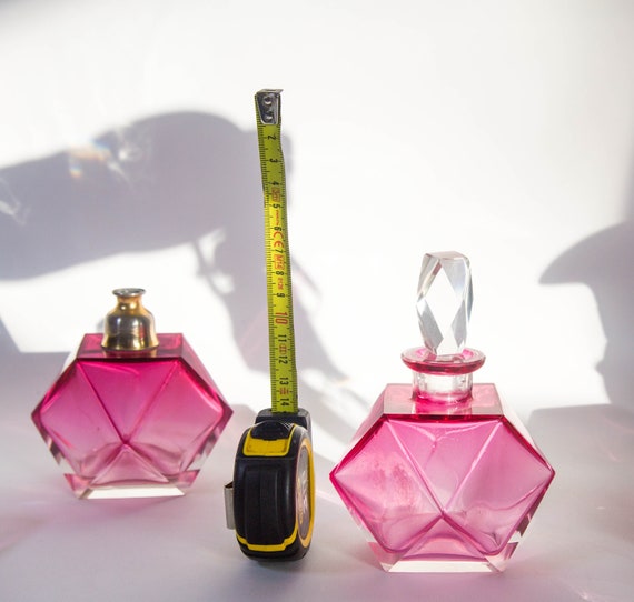 Art Deco vanity set | Pink glass | Geometric shap… - image 6