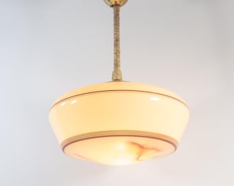 Art Deco pendant lamp | Round marbled glass | Vintage 30's