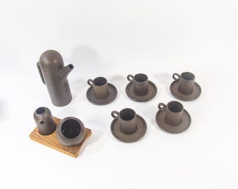 Vintage coffee set | Cor Unum | Brown glazing | Mocha set | Vintage 70's