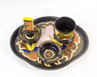 Art deco tobacco set | Plateel | Gelria Arnhem | 1920-1930