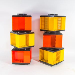 Cassette carousel | Tape storage for 20 cassettes | orange or yellow | Vintage 70&#39;s