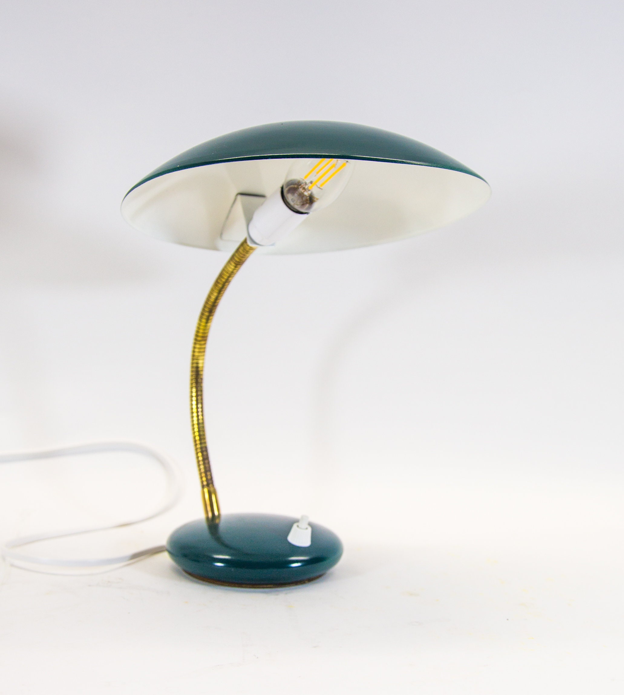 その他 National desk light stand 70s VINTAGE NISSAFORS Bankers Desk Lamp, Green Glass Shade, Vintage Desk