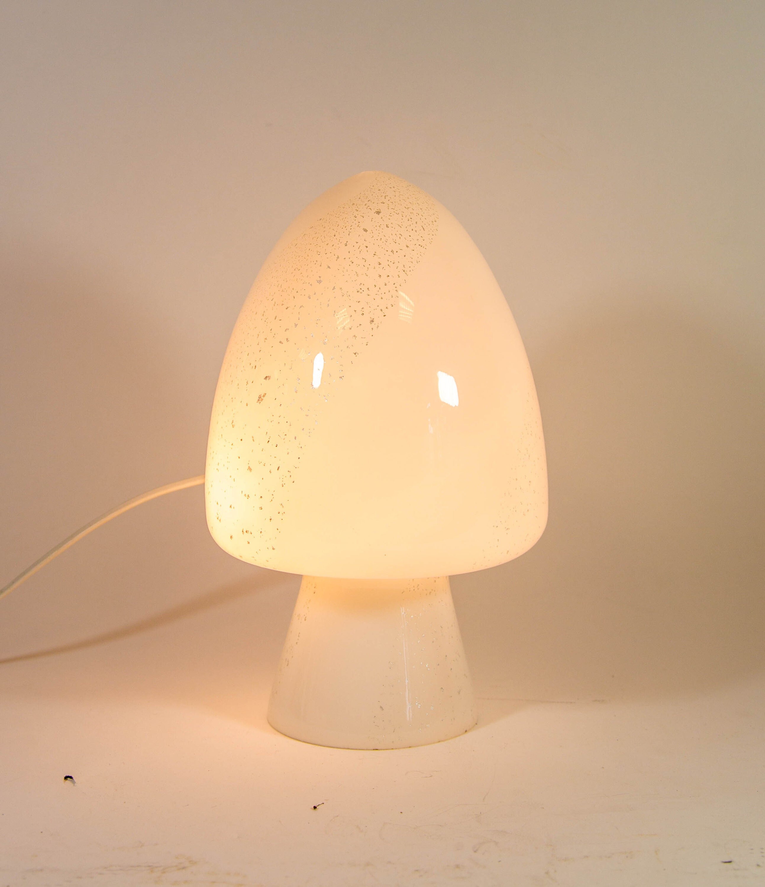 Zonca Mushroom Lamp Murano Glass With Silver Specks Vintage 70 s