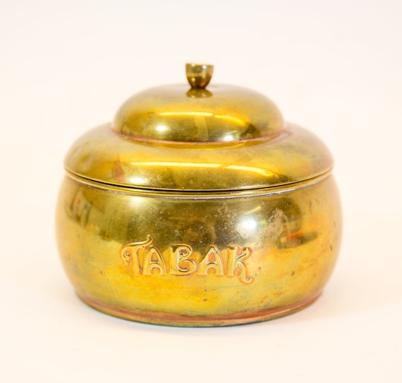 brass tobacco jar Antique Tobacco Jar | Full Brass | Vintage 20's