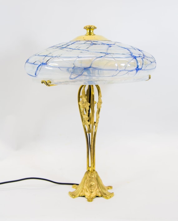 Lampe Art Déco Danseuse Avec Abat-jour En Verre – Style Art Nouveau, 62 Cm