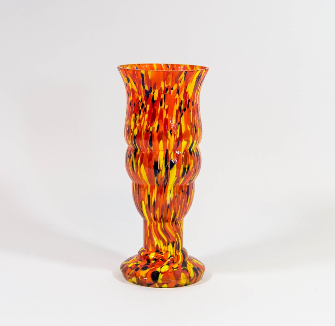 Art Deco Vase | Bohemian Glass | Colorful Spatter Glass | Kralik ...