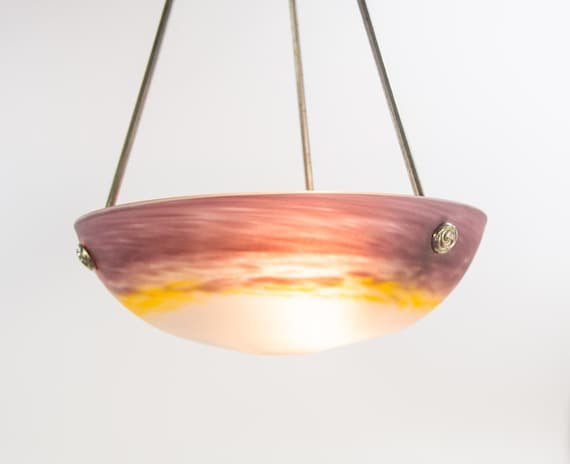 Art Deco Chandelier | Verrerie Croismare | Pâte de verre | Well signed | Vintage 20's