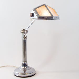 Art-Deco-Schreibtischlampe | Pirouette | Chrom und Glas | Vintage 20er