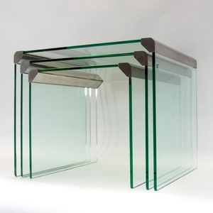 Glass nesting tables | Gallotti & Radice | Set of 3 | Vintage 70&#39;s