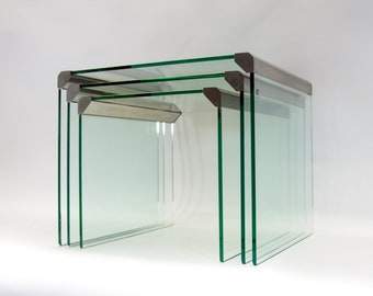 Glass nesting tables | Gallotti & Radice | Set of 3 | Vintage 70's