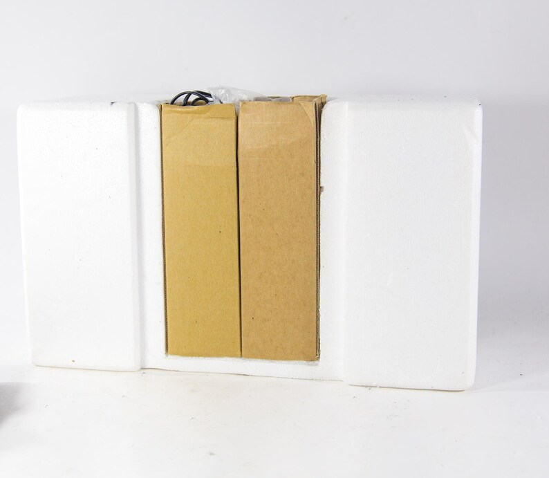May include: Two brown cardboard boxes are inside a white polystyrene box. The boxes are sealed and have no visible markings.