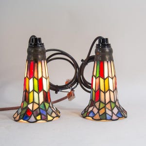 Vintage pendant lamps | Stained glass | Set of 2 | Vintage 80&#39;s