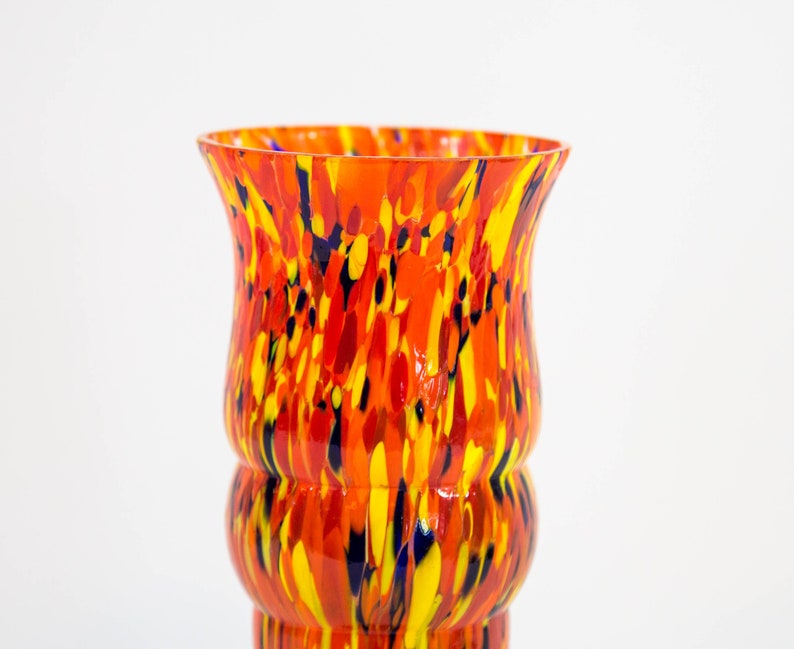 Art Deco Vase | Bohemian Glass | Colorful Spatter Glass | Kralik ...