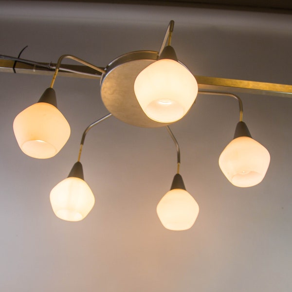 Midcentury ceiling lamp | 5 pendants | Atomic design | vintage 60's