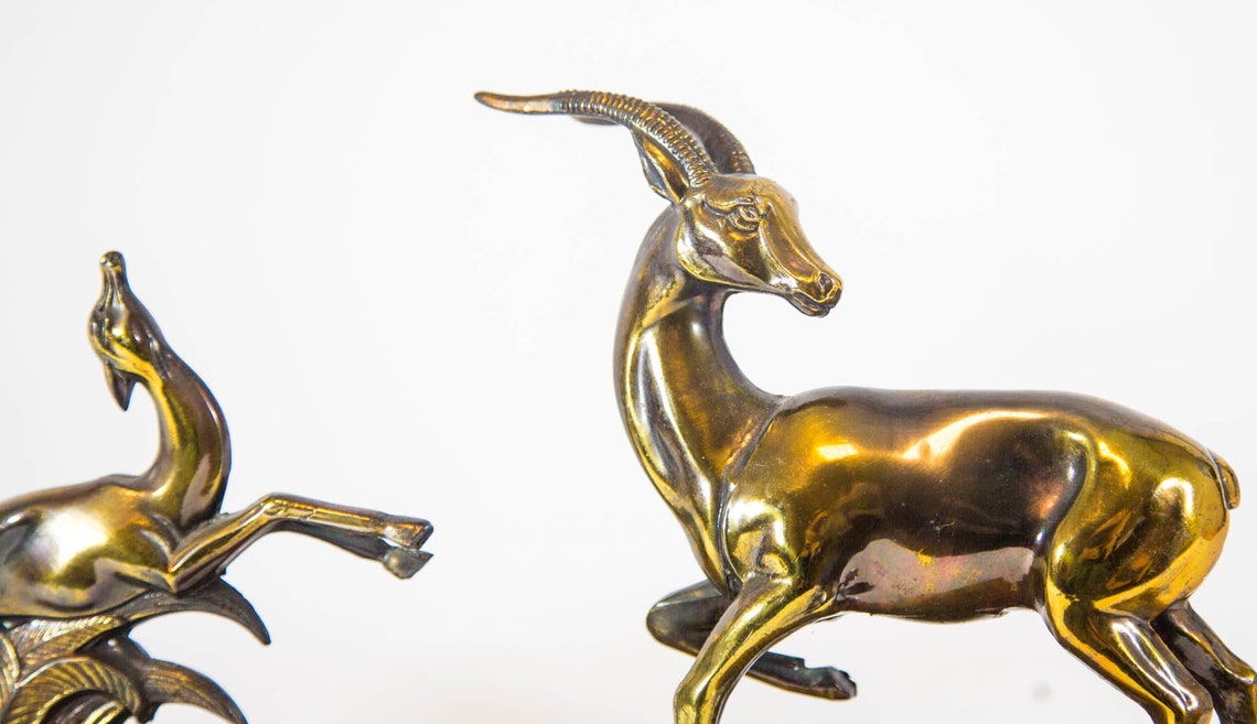 Art Deco Statue Deer and Fawn Marble Base Etsy