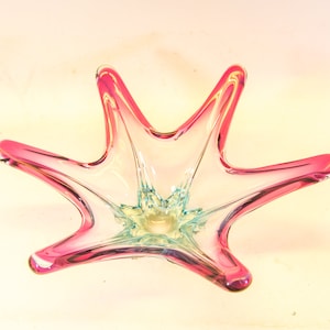 Murano splash bowl | Flavio Poli attr | Pink and blue glass | Vintage 60&#39;s