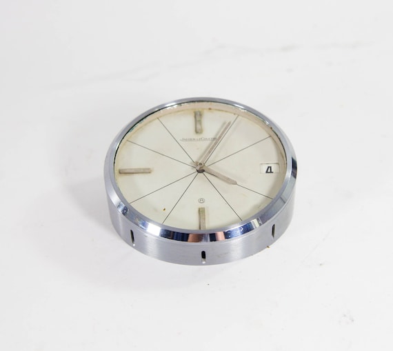 Midcentury Desk Clock Jaeger Lecoultre 8 Day Time Piece Date Vintage 60 s Etsy Canada
