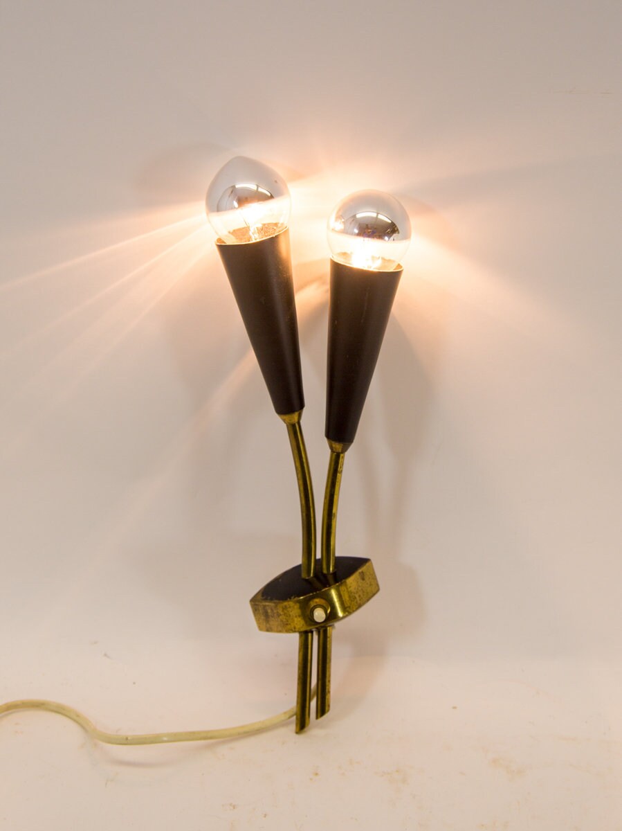 Applique Murale Italienne Stilnovo Style Mid-Century – Orange Et Laiton Brut – Restro Lighting