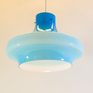 Mid-century pendant lamp | Skyblue opaline glass | Vintage 60's | 2 AVAILABLE