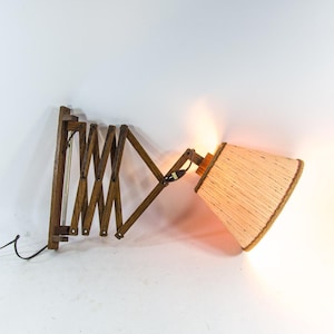 Scherenlampe aus der Mitte des Jahrhunderts | Massivholzeiche | Dänisches Design | Vintage 60er Jahre