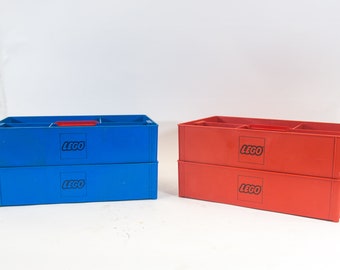 Contenedor Lego vintage | Caja de clasificación | Rojo o azul | 4 disponibles | Vintage años 80