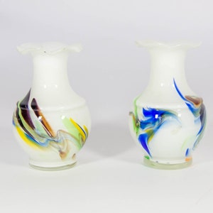 Set of 2 vases | vintage Murano | Fratelli Toso | Millefiori glass