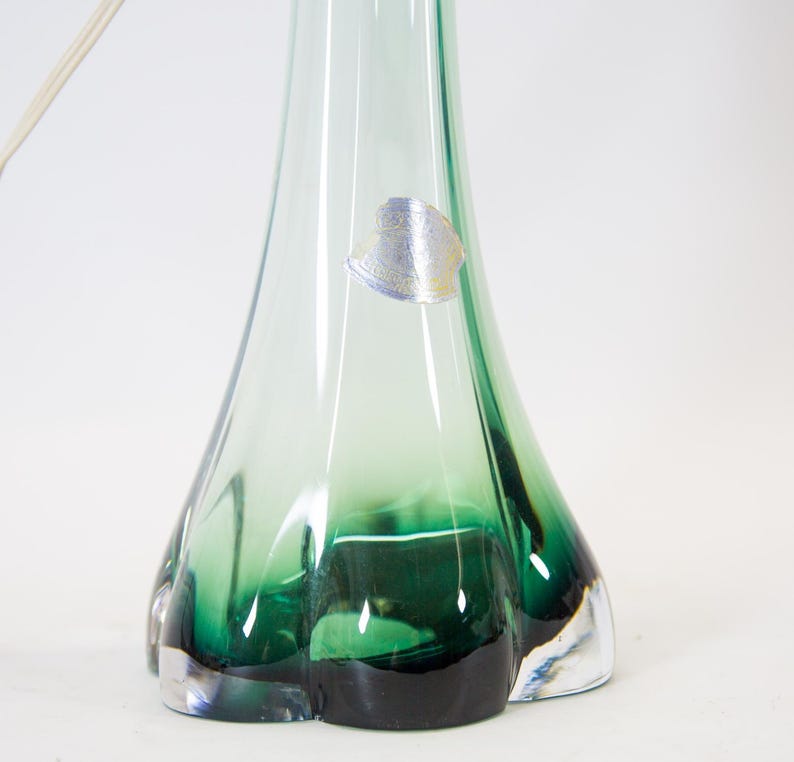 Val St Lambert Lamp Green Crystal Glass Vintage 70's Etsy Australia