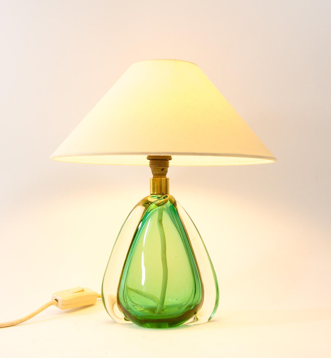 Val St Lambert Lamp | Green Crystal Glass | Vintage 70's - Etsy