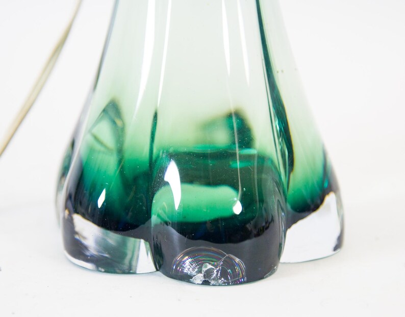 Val St Lambert Lamp Green Crystal Glass Vintage 70's Etsy Australia