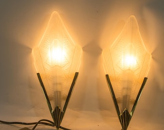 ART DECO wall lamps | French design | etched glass | SET of 2