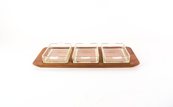 Midcentury Digsmed Denmark Teak Tray, Rotating With Nine