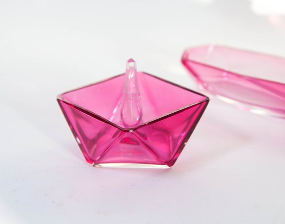 Art Deco vanity set | Pink glass | Geometric shap… - image 9