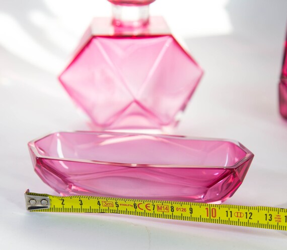 Art Deco vanity set | Pink glass | Geometric shap… - image 7