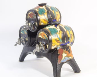 Ceramic wine barrels | Dutch Plateel | Art deco | Bergen | Gouda Holland | Vintage 30's