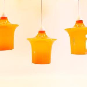 Mid-century pendant lamp | Touch | Orange opaline glass | Vintage 60&#39;s | 3 AVAILABLE