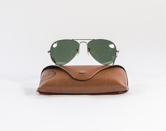 Ray-Ban vintage | Aviador Grande | RB3025 | Marco de metal color plata | Lentes verdes