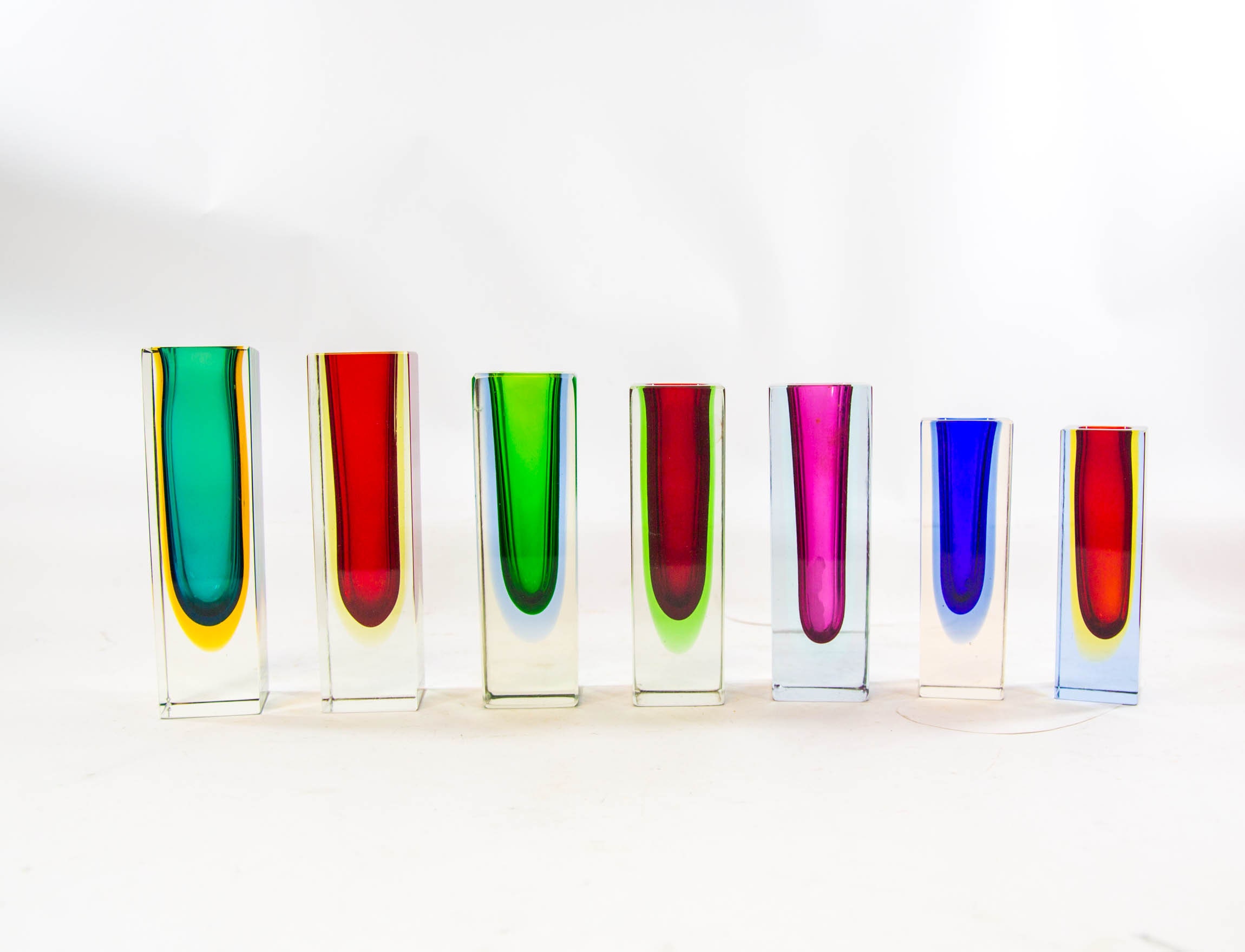 Murano Mandruzzato Vase | Square Shape | Red and Yellow